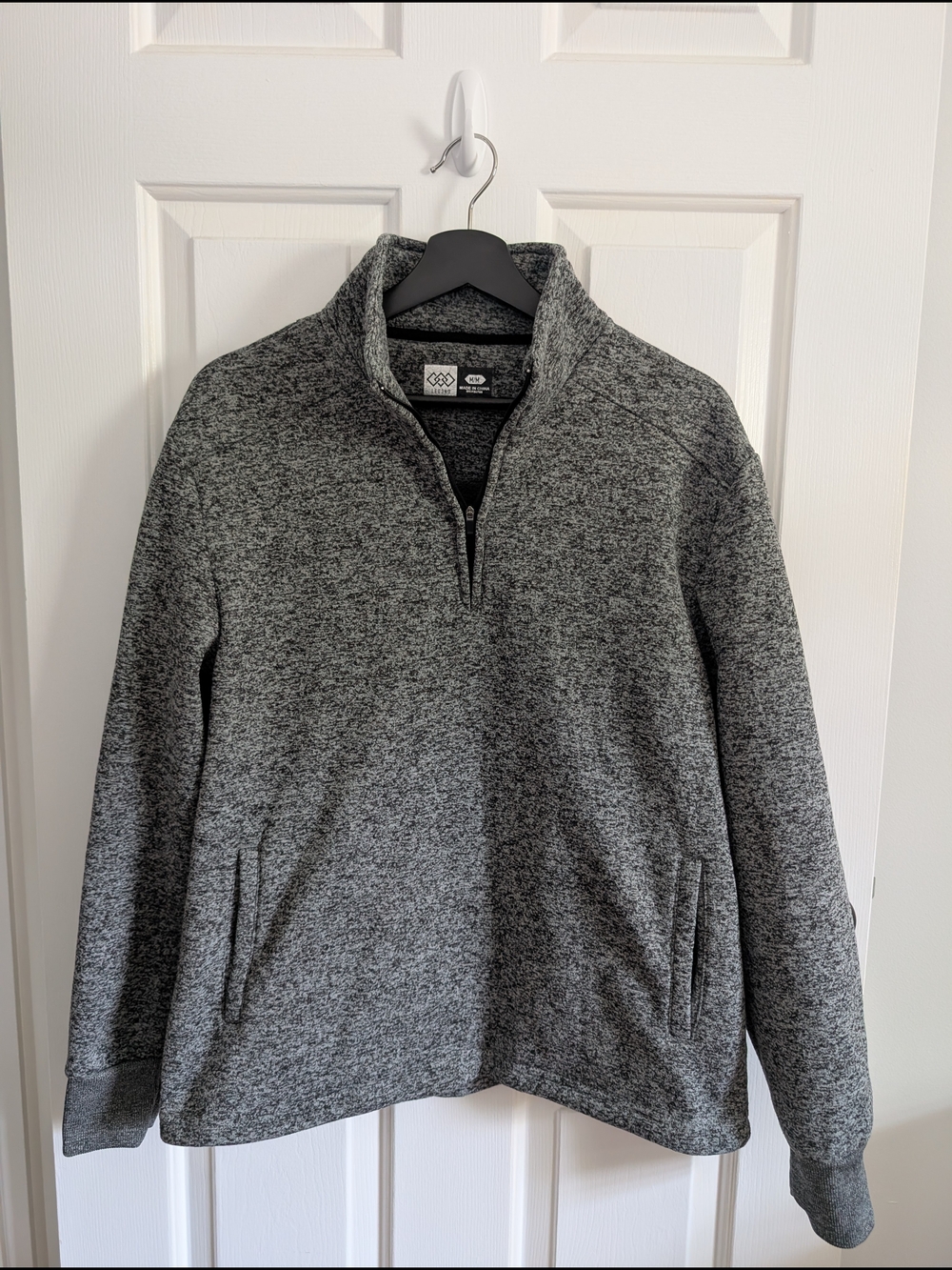 Leg3nd Men's Gray Half-Zip Fleece Pullover Size Medium